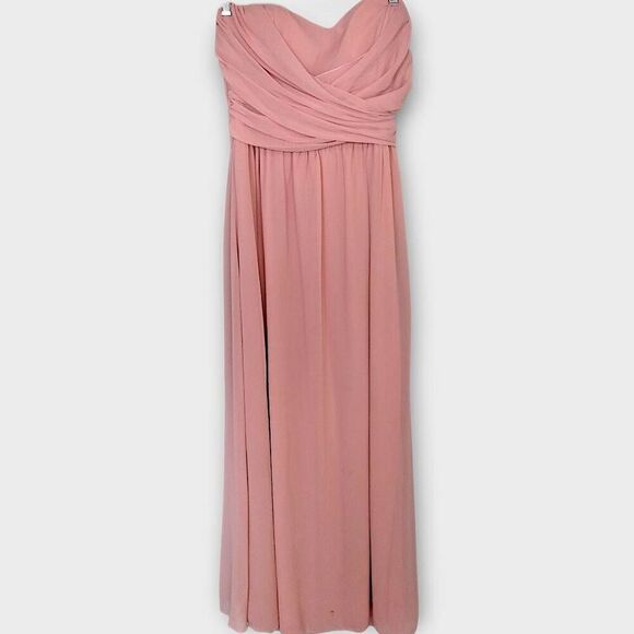Lulus Maxi Gown Sz M Royal Engagement Strapless Blush Pink Dress Wedding Glamour - Picture 2 of 15